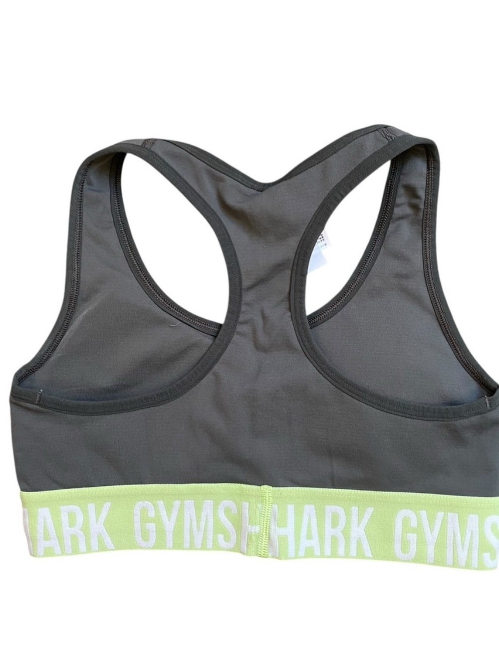 Gymshark RacerBack Gray Sports Bra with Lime Band - Picture 5 of 5